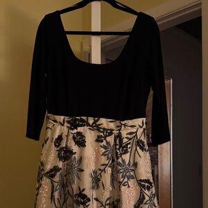 BHLDN Black and Cream Floral Maxi Dress